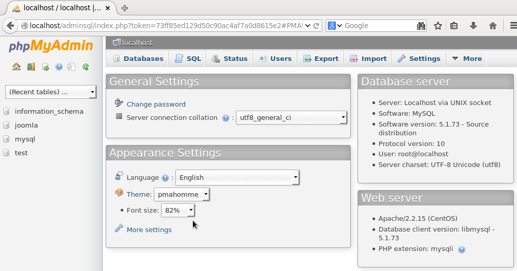 phpmyadmin sesion